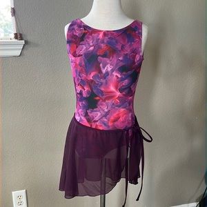 Womens small floral leotard and matching skirt